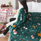 PAVILIA Premium Christmas Sherpa Throw Blanket | Christmas Decoration Gift, Fleece, Plush, Warm, Cozy Reversible Microfiber Holiday Blanket | Green Gingerbread - 60x80 Twin