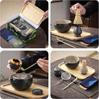 TEANAGOO Matcha Whisk Set,10 Pcs Complete Set Black,Matcha Kit for Ceremony,Matcha Tea Set with Tray,Matcha Whisk Set and Ceramic Bowl with Scoop&Sifter&Powder Jar,Gift for Matcha Lover