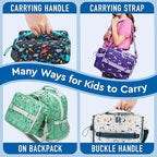 Bentgo Kids Lunch Bag - Durable, Double-Insulated Lunch Bag for Kids 3+; Holds Lunch Box, Water Bottle, & Snacks; Easy-Clean Water-Resistant Fabric & Multiple Zippered Pockets (Bug Buddies)