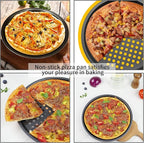 12.6 inch Pizza Pan With Holes, Carbon Steel Perforated Non-Stick Bakeware for Home Kitchen Oven, 2 Pack