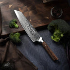 Chef Knife 8 Inch Damascus Japan VG-10 Super Stainless Steel Professional High Carbon Super Sharp Kitchen Cooking Knife, Ergonomic Color Wooden Handle Luxury Gift Box