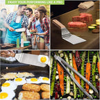 Metal Spatula Set of 6 - Griddle Accessories kit - Grill Flat Spatula Pancake Flipper Hamburger Turner - Metal Utensil Great for BBQ Grill Flat Top Cast Iron Griddle