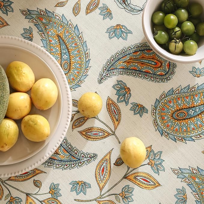 patdrea Designer Vintage French Rectangle Table Cloth,Italian Floral Wrinkle Free Farmhouse Tablecloth,Decor Table Cover for Kitchen Dining,Christmas,Tea Party,Thanksgiving,55"x87"-Lysaniya