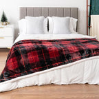 PAVILIA Red Plaid Sherpa Throw Blanket for Couch, Plush Flannel Fleece, Soft Fuzzy Cabin for Sofa Bed, Warm Cozy Winter Gift, 50x60