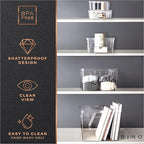 BINO | Plastic Storage Bins, Square - 3 Pack | THE LUCID COLLECTION | Multi-Use Bins | Built-In Handles | BPA-Free | Clear Containers | Fridge Organizer | Pantry & Home Organization
