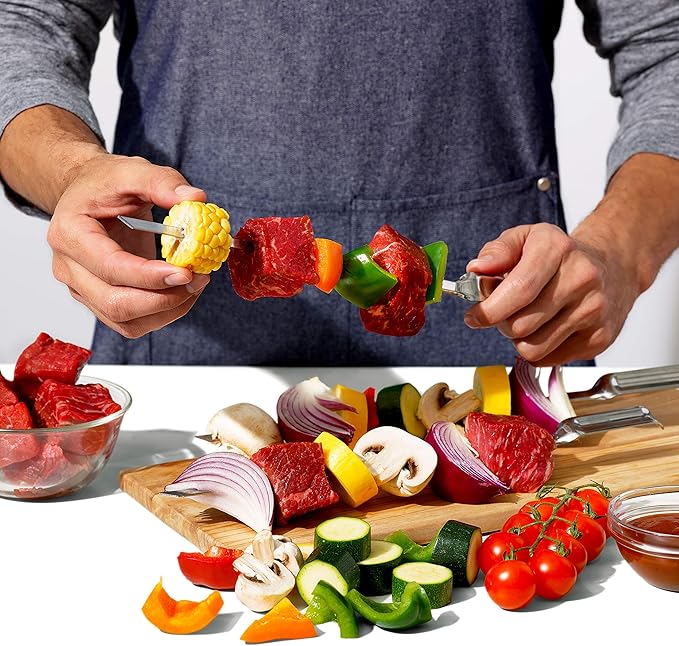 OXO Good Grips Grilling Tools, Stainless Steel Grilling Skewers - Set of 6
