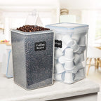 WHITE FEATHER SUPPLIES 2 PC [6.5L / 220 Oz] Large Flour Sugar Storage Containers - Leak Proof, BPA Free, Clear Plastic Food Storage Containers with Lids Airtight - Bulk Storage for Kitchen and Pantry