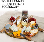 Harvest 6-Piece Cheese Knife Set (Gift-Ready) - Premium Stainless Steel Cheese Knives with Rivets, Full Tang Blades and Teak Wood Handle Charcuterie Board Accessories w/ 15 Festive Recipes