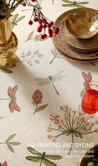 ISAENNE Designer Floral Linen Extra Long Table Cloth Rectangle,French Off White Elegant Tablecloth,Washable Home Decor Tablecloths for Dining Thanksgiving Kitchen Christmas,63"*110"-Grace B