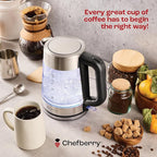 Electric Kettle for Boiling Hot Tea & Water | 1.8L Stainless Steel Borosilicate Glass Boiler With No Plastic, Automatic Shutoff, BPA Free, Fast Heating Technology