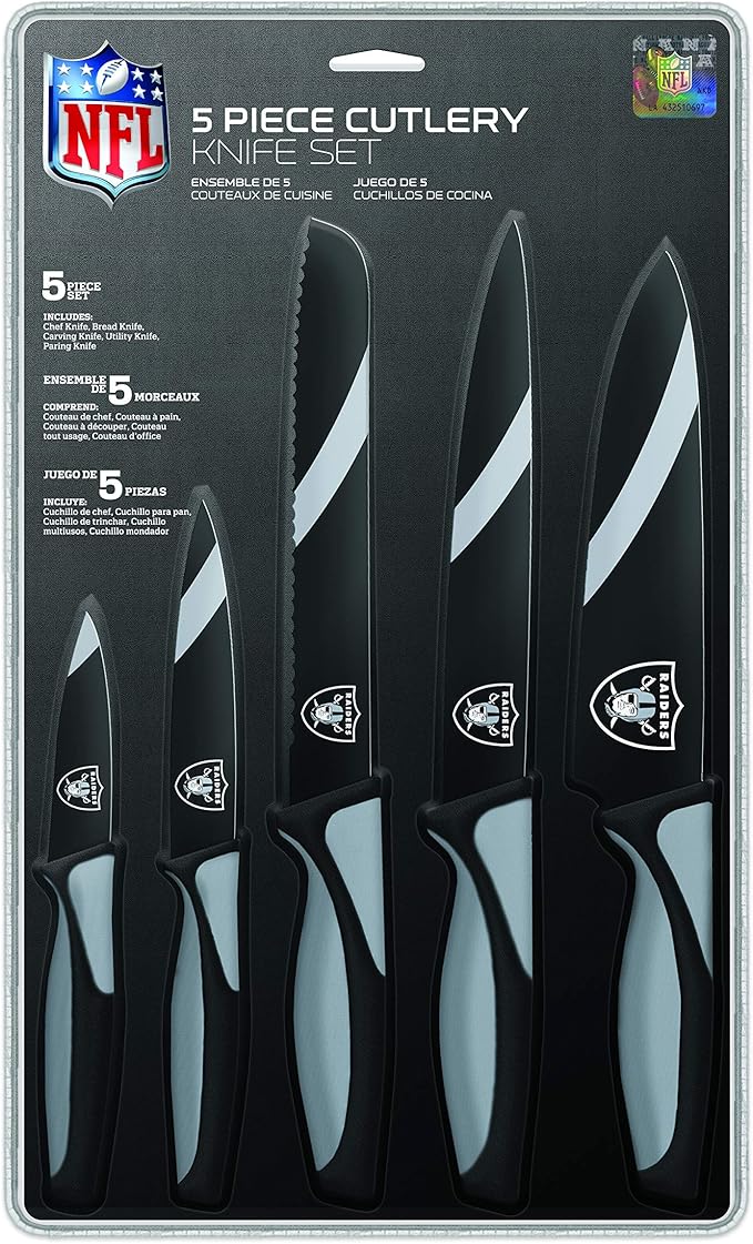 The Sports Vault NFL Las Vegas Raiders 5-Piece Kitchen Knife Set