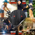 GRILL HEAT AID BBQ Grill Gloves 1472°F - Extreme Heat Resistant Oven Mitts for Grilling, Smoker & Fire Pit with Silicone Grip & EN407 Cut Resistance - Mid Cuff, Black