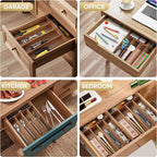 Silverware Organizer, 2 Pack 10 Inch Utensil Organizer Kitchen Drawer Organizer Acacia Silverware Holder Cutlery Tray Organizer in Drawer Flatware Organizer Tray(5 slots, Acacia）
