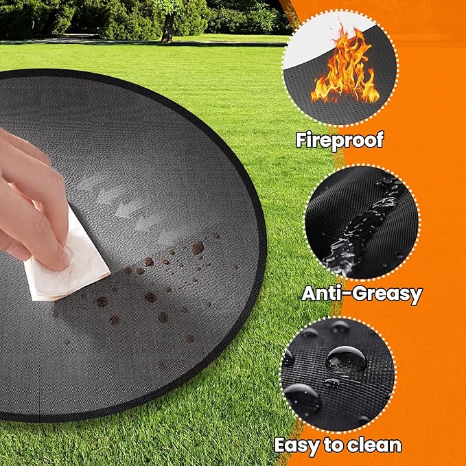 4-Layer Deck Protector 5200℉, Fire Pit Mat 36'', Fire Pit Pad, Fire Pit Accessories, Burn Barrel, Under Grill Mat, BBQ Mat, Patio Shield, Fire Retardant Base Pad for Outdoors