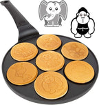 Animal Mini Pancake Pan - Make 7 Unique Flapjack Zoo Animals, Including a Elephant, Giraffe and More- Nonstick Pan Cake Maker Griddle for Breakfast Fun & Easy Cleanup, Xmas Holiday Breakfast or Gift