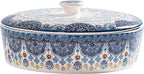 Bico Blue Talavera Ceramic Tortilla Warmer, 8.9 Inch Tortilla Holder with Lid for Taco Bread Pancake for Mexican Night and Party, Microwave and Dishwasher Safe