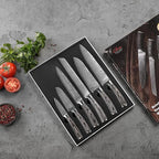 Wakoli EDIS 6-Piece Damascus Chef Knives | Japanese Style Professional Kitchen Knife Set with VG10 Core & Ergonomic Pakkawood Handles in Gift Box
