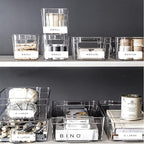 BINO | Stackable Storage Bins, Medium - 4 Pack | The Stacker Collection | Clear Plastic Storage Bins | Organization and Storage Containers for Pantry & Fridge | Multi-Use Organizer Bins | BPA-Free