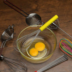 Flat Whisk Silicone Handle Non Slip 10" - 5 Wires Whisk with 10 Heads for Kitchen Cooking by Jell-Cell (Yellow)