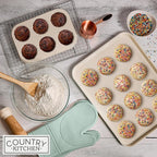 Country Kitchen Nonstick Stackable Bakeware Set - Deluxe Heavy Duty, Durable, Easy Release Baking Set, Sage, 13 Pcs with Handles