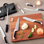 Mercer Culinary Millennia 8-Piece Knife Roll Set, White Handles