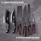Jikko New Reinforced Carbon Steel Japanese Kitchen Knife Set – DiamondRazor Series – Ultra Sharp Japanese Knife Set & Chef Knife Set with Mahogany Wood Handles – Professional Chef's Knives