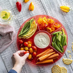 Plasticpro 6 Sectional Round Plastic Serving Tray/Platter (4, Red)