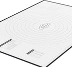 XX-Large Silicone Pastry Mat 33.5 x 22.5 in nonstick surface with inch and cm guides, concentric circles, conversion charts, BPA free, heat safe to 450°F, dishwasher safe
