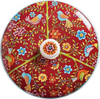 Bico Red Spring Bird Ceramic Tortilla Warmer, 8.9 Inch Tortilla Holder with Lid for Taco Bread Pancake for Mexican Night and Party, Microwave and Dishwasher Safe