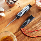 CDN ProAccurate® Waterproof Digital Thermometer with Protective Sheath, Easy to Read Display, 2.75" Stem with Thin Tip, Black/White (Q2-450X)