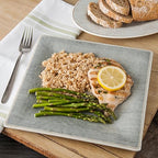 Carlisle FoodService Products Grove Reusable Plastic Plate Square Plate with Rim for Home and Restaurant, Melamine, 10.5 Inches, Smoke, (Pack of 12)