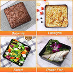 Herogo 8 x 8 Baking Pan Set of 2, Non-Stick Square Cake Pan for Oven, Stainless Steel Black Lasagna Brownies Casseroles Cakes Bakeware, Oven safe